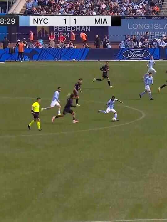  邁阿密1-2遭紐約城反超！奧耶達單刀推射破門！