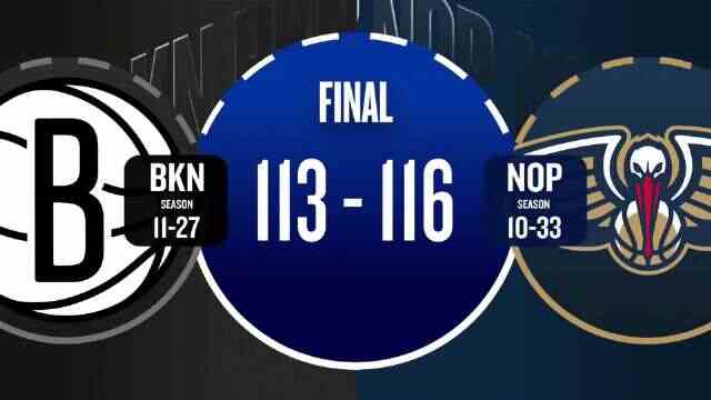 ??鵜鶘主場險勝籃網 墨菲34+9+5 錫安25+6 小波特20+7