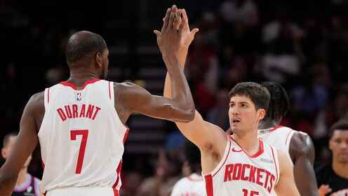 ??阿門補(bǔ)籃助火箭反絕殺熱火！KD27分&總分超喬丹 熱巴32+21