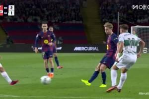  錯(cuò)失良機(jī)！德容精妙直塞費(fèi)蘭打門太正被佩尼亞撲出！