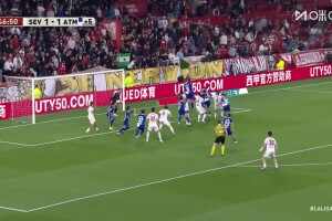 [进球视频] 马竞1-2再次落后！巴尔加斯角球传中！古德利门前头球破门！