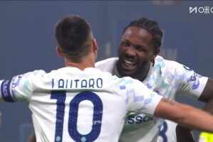  勞塔羅禁區(qū)內胸部停球掃射破門！國米3-0領先薩索洛！