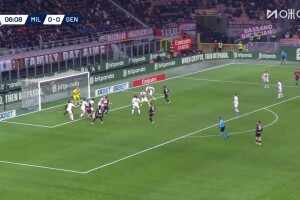  可惜！米蘭戰術角球傳中，加比亞頭球攻門中框！