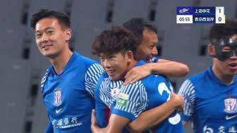  申花1-0領(lǐng)先！米內(nèi)羅墊傳禁區(qū) 劉誠宇搶點(diǎn)連場破門