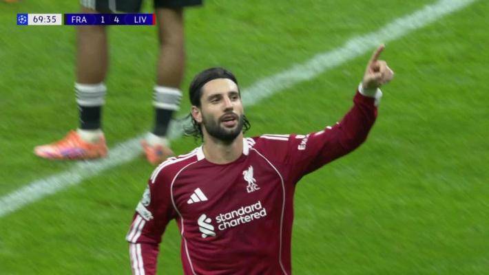  利物浦5-1法兰克福！索博外围远射贴地斩破门！维尔茨再送助攻！