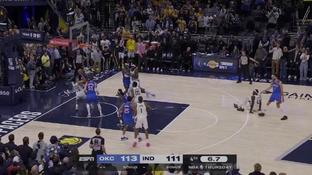 🏀连续双加时！雷霆胜步行者 SGA生涯新高55分 马瑟林36+11&6犯