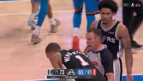  俄克拉荷馬雷霆_NBA西決G7：馬刺vs雷霆_這一下可危險！多爾特防守直接推倒文班后者捂膝蓋幸無大礙_高清1080P在線觀看平臺