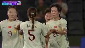 直掛死角！王霜超遠吊射世界波破門，中國女足終于破門啦！