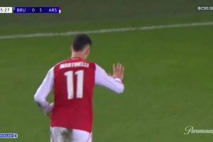 阿森納3-0布魯日！馬丁內利邊路過人爆射破門！門將撲救無可奈何