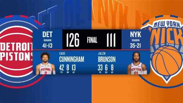 ??活塞力克尼克斯取4連勝 坎寧安42+8+13 布倫森33+6+7