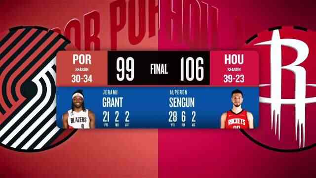 ??火箭末節(jié)爆發(fā)擊退開拓者！申京28+6 阿門26+7+7 楊瀚森缺陣