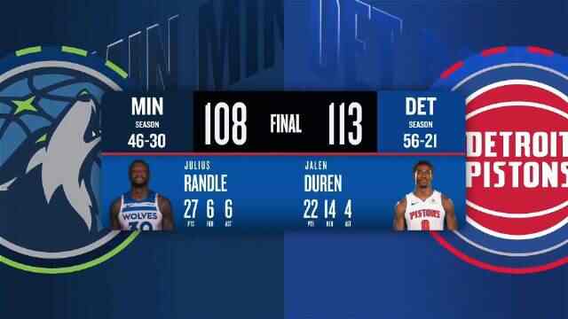 ??活塞擊退森林狼 杜倫22+14 詹金斯26+5+8 蘭德爾27+6+6