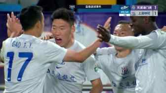 申花半場壓哨扳平！朱辰杰高高躍起頭球破門