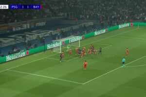 [进球视频]巴黎反超拜仁！登贝莱角球助攻，内维斯头球破门！
