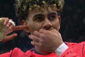 [进球视频]读秒绝平！奥尔莫第95分钟造点，亚马尔主罚稳稳打进！