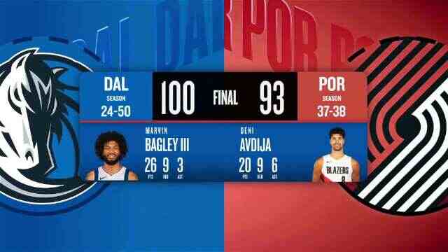 ??獨行俠擒開拓者終結5連敗 巴格利26+9 弗拉格24分 霍勒迪23分