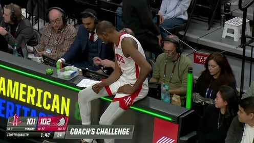  比賽最后小賈巴里遺憾三分犯規 KD怒摔水杯不滿