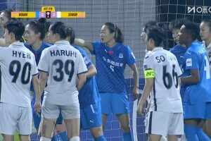 金惠莉頭球攻破舊主球門，武漢女足0-3落后水原FC女足