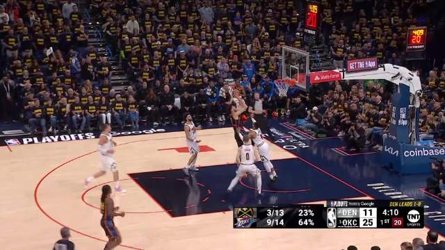 🏀鸭梨34分&正负值+51 约基奇3节犯满 雷霆43分大胜掘金追至1-1