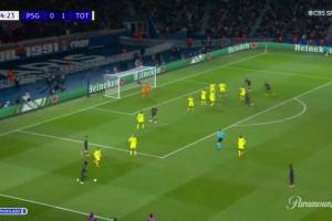 世界波！维蒂尼亚不停球直接远射死角破门，巴黎主场1-1热刺！