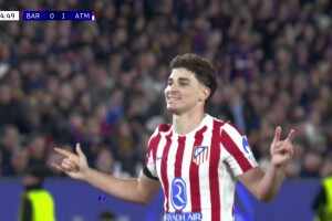 [进球视频] 神仙球！阿尔瓦雷斯炸裂任意球世界波直入死角！马竞1-0领先巴萨