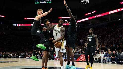 ??鵜鶘3人20+力克森林狼終結3連敗 貝30+9 錫安29分 華子35分