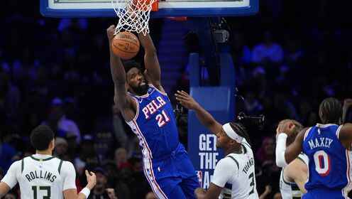 下半場劃劃水！恩比德24中11得29分9板5助 前兩節(jié)砍下24分