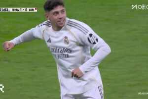 [进球视频] 熟悉的重炮！巴尔韦德弧顶世界波轰破僵局！皇马1-0领先赫罗纳！