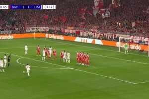 [进球视频]这球漂亮！居莱尔任意球世界波，皇马3-3再次扳平总比分！