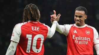 德比雙殺！阿森納4-1熱刺多賽1場(chǎng)5分領(lǐng)跑 埃澤約克雷斯均雙響