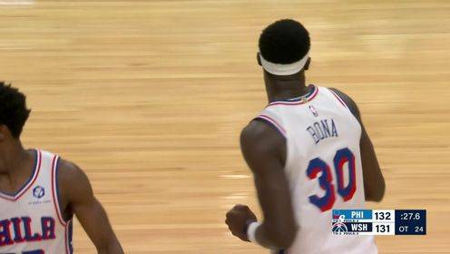 攻防一體！博納最后時(shí)刻一記暴扣+一記大帽，助76人鎖定勝局
