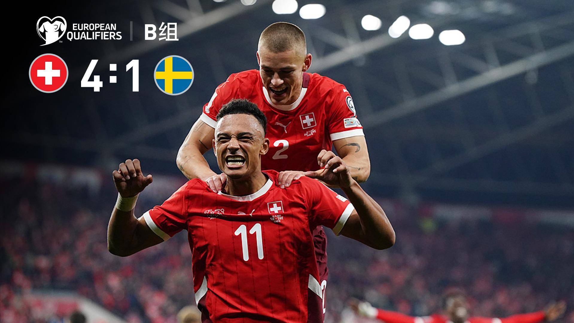 世預賽-扎卡點射恩多耶傳射 瑞士4-1瑞典進軍美加墨在望