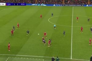 利物浦1-3落后埃因霍温！科纳特失误，德里欧补射破门