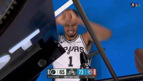 還好無大礙！文班防守被撞倒地表情痛苦