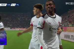  米蘭打破僵局！拉比奧特送助攻，萊奧禁區(qū)內(nèi)勁射得手！