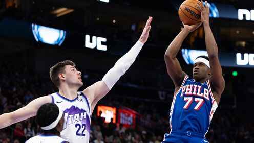 ??76人3人20+擒爵士 格萊姆斯25分 埃奇庫(kù)姆22+13 貝利25+7+5帽