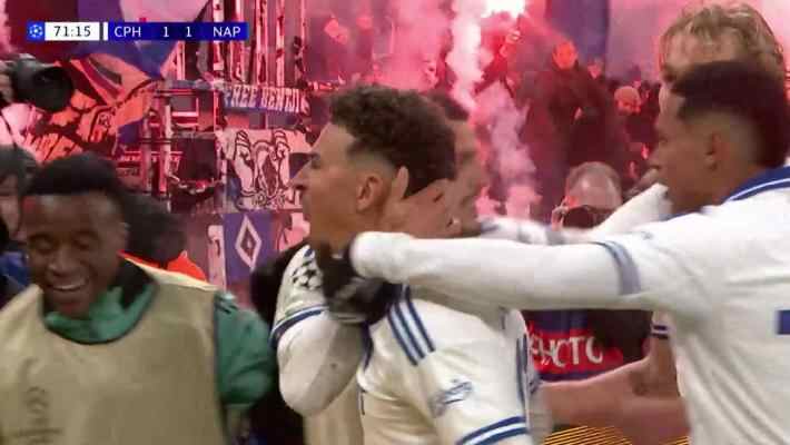 布翁喬爾諾禁區推人犯規送點，拉爾森點球補射扳平比分