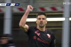  米蘭1-1遭都靈扳平！邁尼昂撲救擊中立柱，小西蒙尼門前補射破門